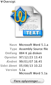 MS Word in a document overview in Tiger